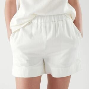 COS Cotton Linen Pull-On Shorts in White Casual Minimalist Size 10